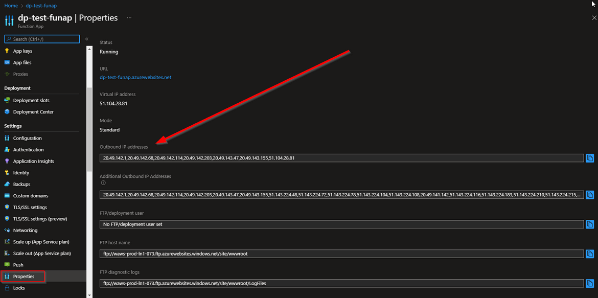 Properties tab