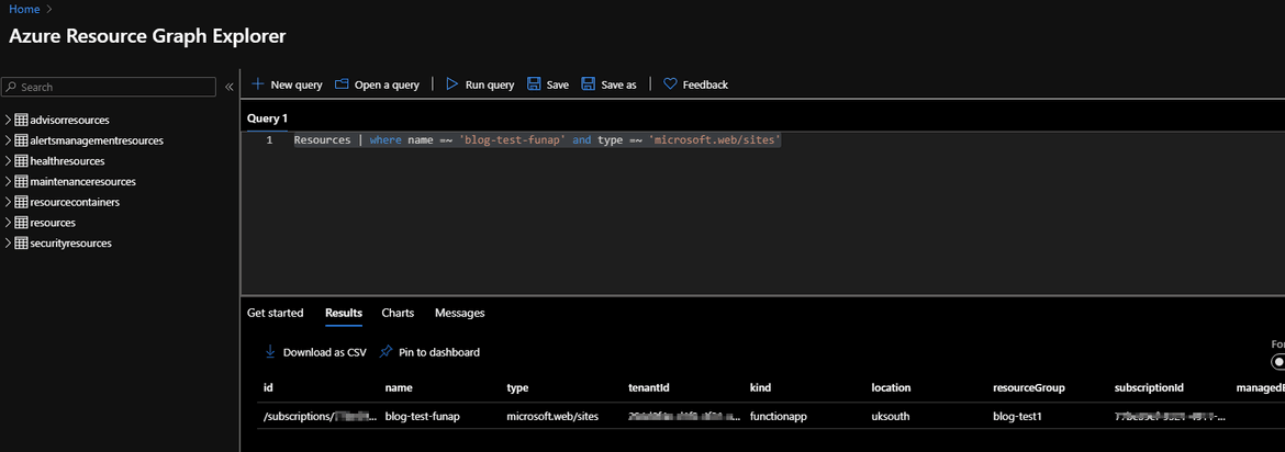 Resource graph query