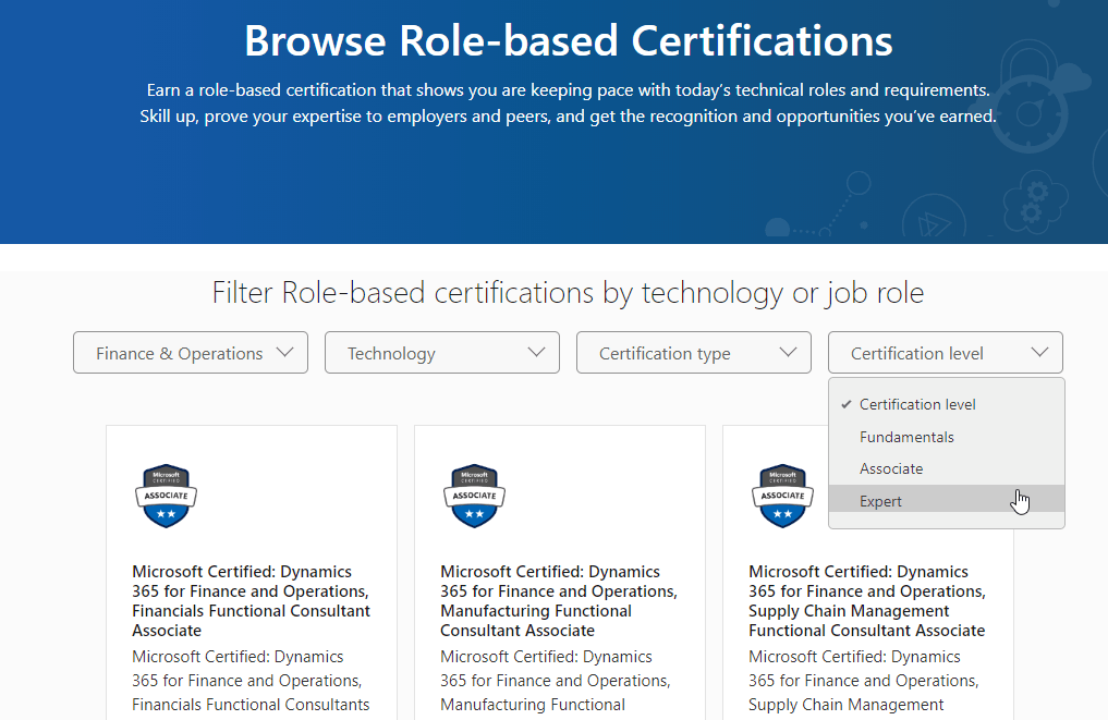 Role based certifications