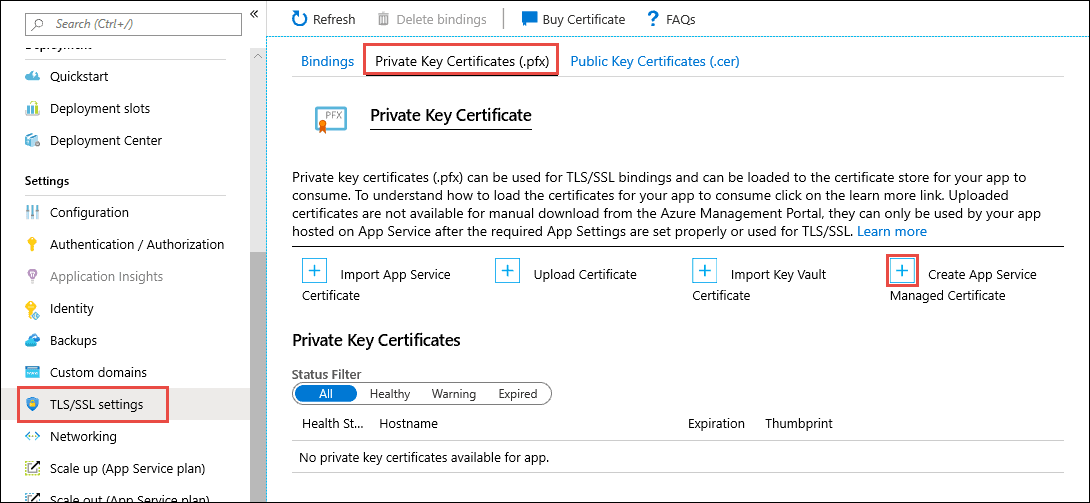 Create App Service Managed Certificate